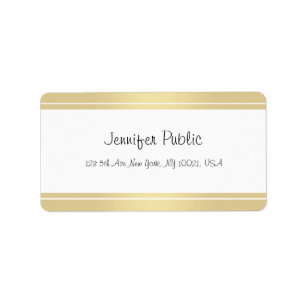 Stylish Gold White Handwritten Name Simple Modern Label