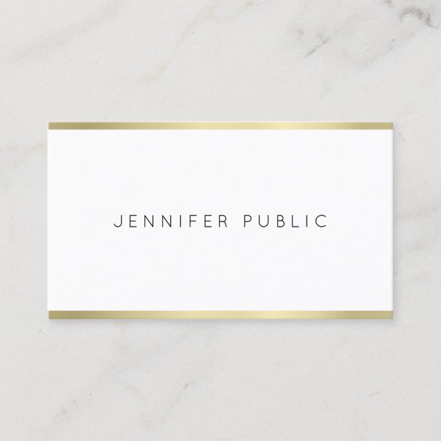Stylish Gold White Minimal Design Professional Top Business Card (Front)