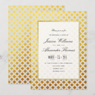 Stylish Gold & White Rehearsal Dinner Invitation
