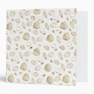 Stylish Gold White Seashells Pattern Binder