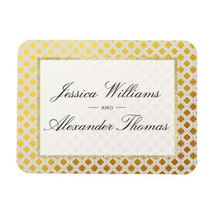 Stylish Gold & White Wedding Magnet
