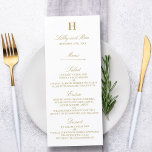 Stylish Gold & White Wedding Menu Template<br><div class="desc">Celebrate in style with these trendy menu cards. The wording is easy to personalize and your dinner guests will be thrilled when they receive these super stylish menus.</div>