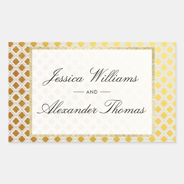 Stylish Gold & White Wedding Sticker (Front)