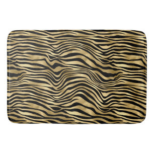 Stylish Gold Zebra Print Bath Mat