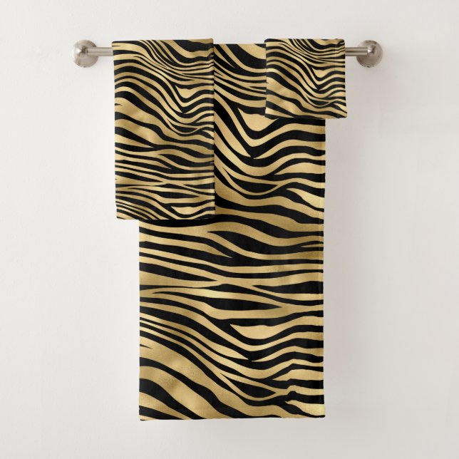Stylish Gold Zebra Print  Bath Towel Set (Insitu)