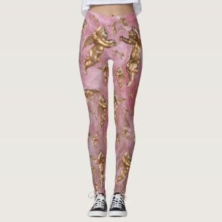 Stylish Golden Angels Pink Leggings