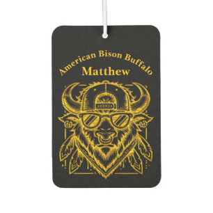Stylish Golden Bison With Sunglasses and Hat Air Freshener