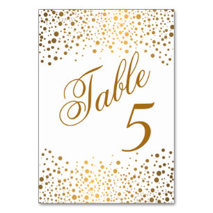 Stylish Golden Confetti Dots White -Table Number Table Number