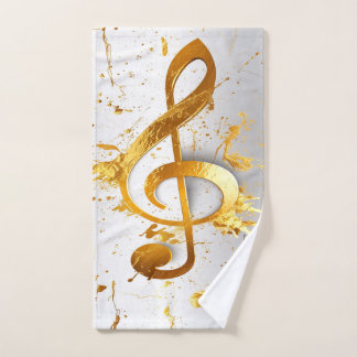 Stylish Golden Harmony Musical Chaos Ivory Hand Towel