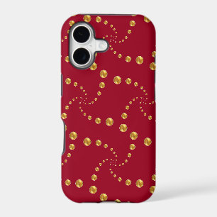 Stylish golden polka dots on burgundy red