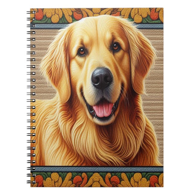 Stylish Golden Retriever Dog Colourful Frame Notebook (Front)