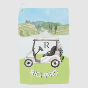 Stylish Golf Cart Clubs Monogram Name Towel
