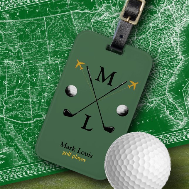 Stylish golfplayer's monogrammed luggage tag (Creator Uploaded)