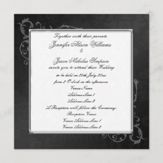 Stylish Gothic Wedding Invitation in Black & White