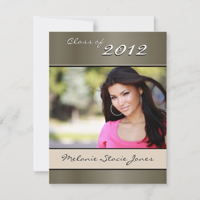 Stylish Grad Announcement / Invitation - Pewter (Front)