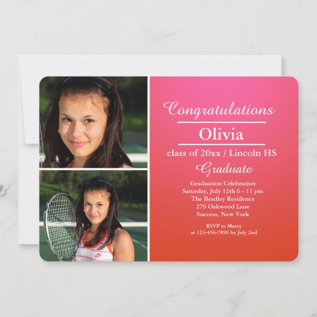Stylish Grad Photo Graduation Invitation (Front)