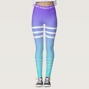 Stylish gradient blue purple white workout leggings