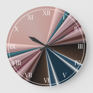 Stylish Gradient Stripe Pattern Pink, Teal Mix  Large Clock