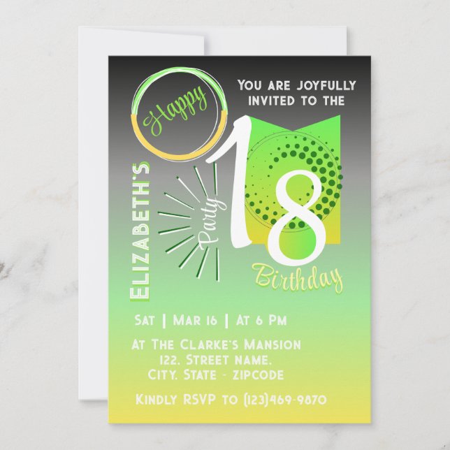 Stylish Gradient with Geometric Pattern Birthday Invitation (Front)