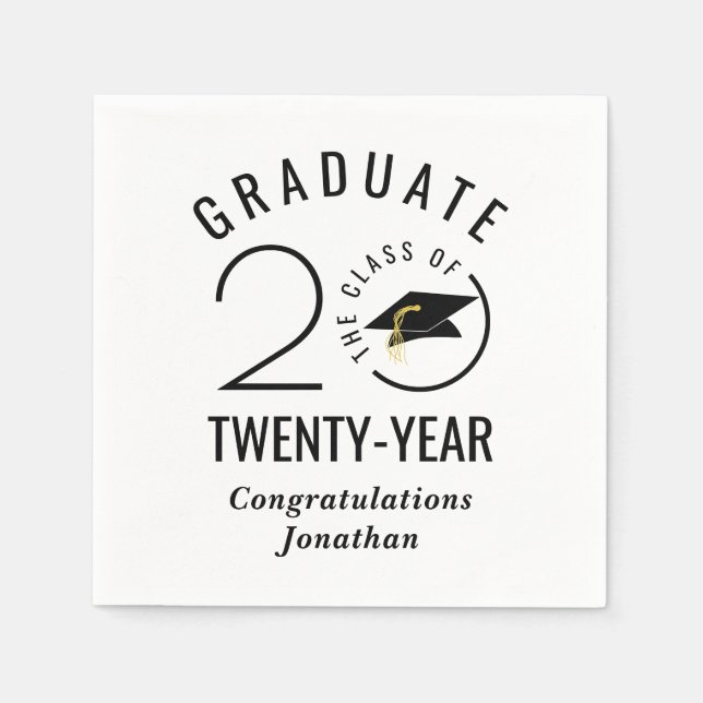 Stylish Graduate Class Year Custom Colour Napkin (Front)