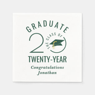 Stylish Graduate Class Year Green Personalized Napkin
