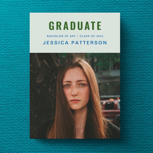 Stylish Graduate Golden mint Editable Graduation Announcement (Creator Uploaded)