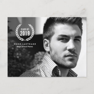 Stylish Graduate Laurel Wreath Photo Postcard