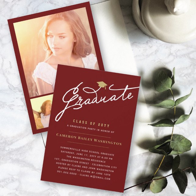 Stylish Graduate Script Simple Graduation Party Invitation (Creator Uploaded)