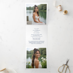 Stylish Graduation Cap Pastel Tones & Glitter Tri-Fold Announcement