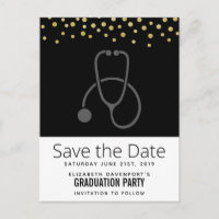 Stylish Graduation Party Stethoscope Save the Date