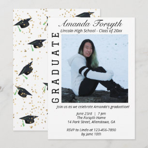 Stylish Graduation Photo Grad Party Invitation