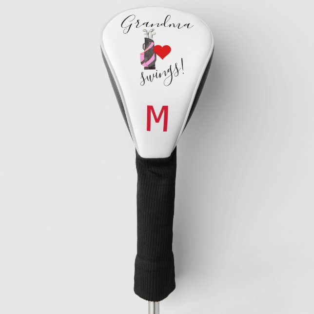 Stylish Grandma Golfer Golf Bag Monogram    Golf Head Cover (Front)
