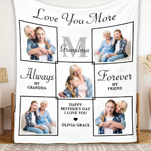 Stylish GRANDMA Personalized 5 Photo Collage Fleec Fleece Blanket