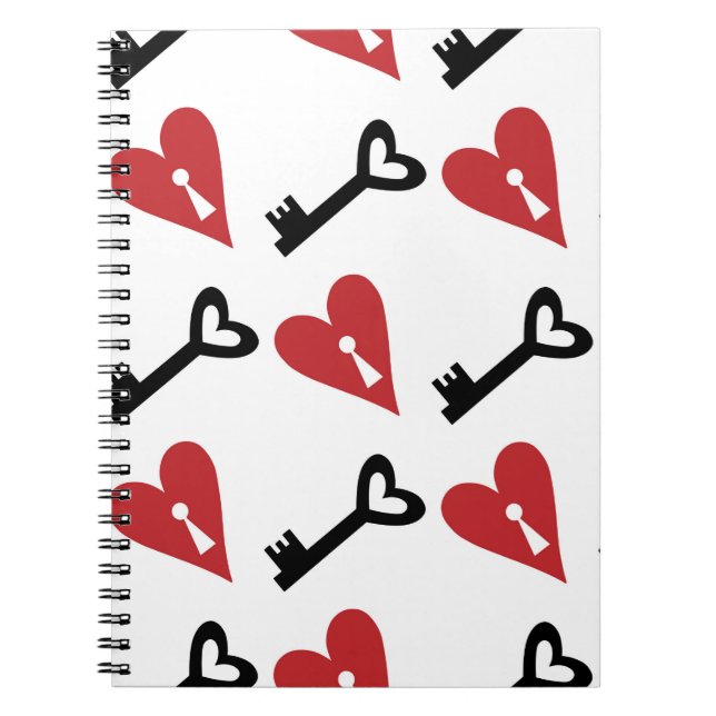 Stylish graphic seamless pattern with hearts and k notebook (Front)
