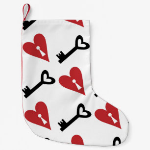 Stylish graphic seamless pattern with hearts and k small christmas stocking