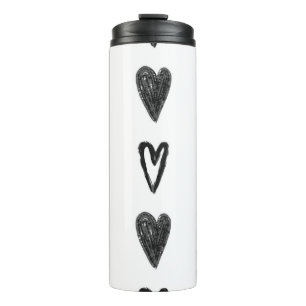 Stylish graphic seamless pattern with hearts. Blac Thermal Tumbler