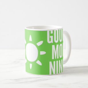 Stylish Grass Green Good Morning Sun Tea Coffee Mug