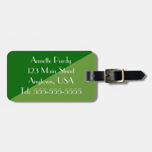 Stylish Green 2 Tone Designer Luggage Tag (Front Horizontal)
