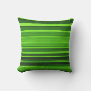 Stylish Green and Black Striped Pattern Outdoor Pillow
