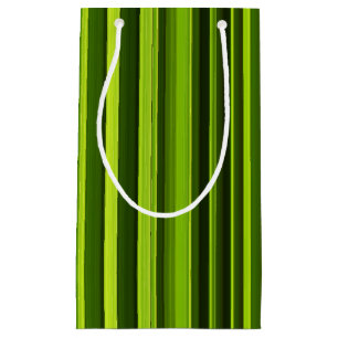 Stylish Green and Black Striped Pattern Small Gift Bag