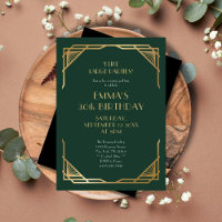 Stylish Green and Gold Gatsby 30th Birthday Party