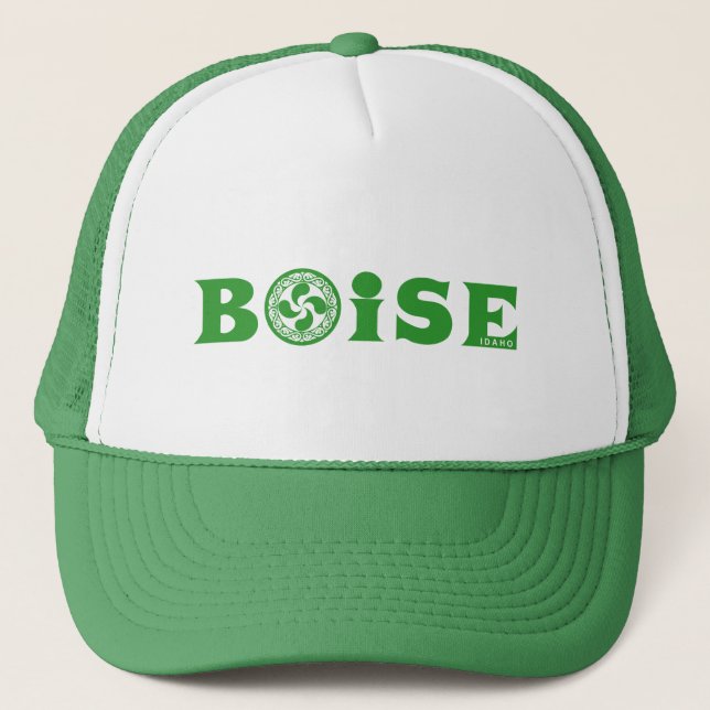 Stylish green Basque Boise logo (with lauburu), Trucker Hat (Front)