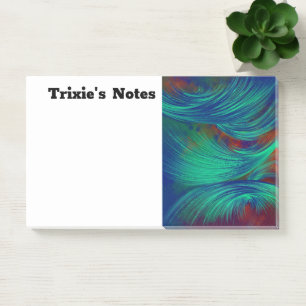 Stylish Green Blue Abstract Feathers  Post-it Notes