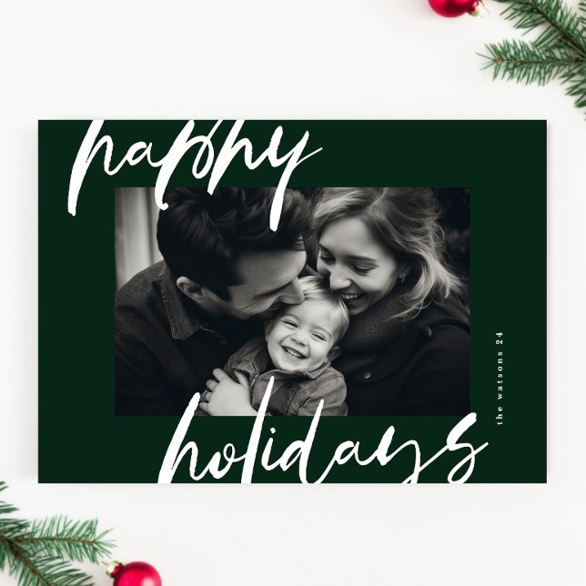 stylish green christmas photo frame holiday card (Creator Uploaded)