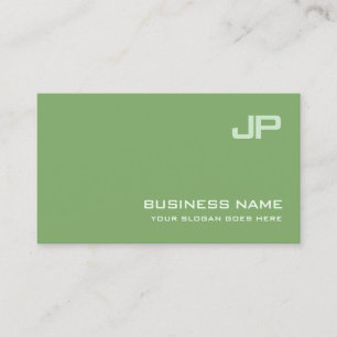 Stylish Green Design Monogram Plain Luxe Business Card