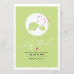 Stylish Green Elephants Baby Shower Invitation