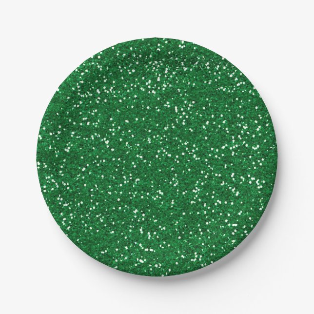 Stylish Green Glitter Paper Plate (Front)