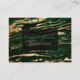 Stylish Green & Gold Abstract Marbleized Paint Business Card