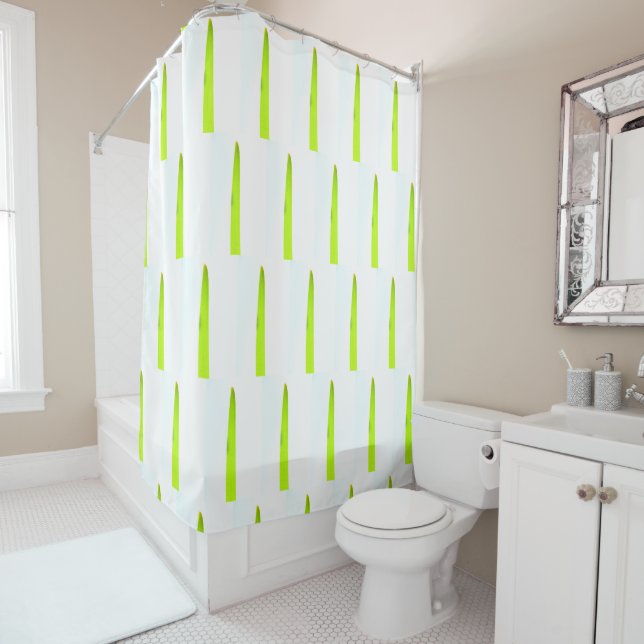 Stylish Green Grass Minimalistic Shower Cusrtain (In Situ)