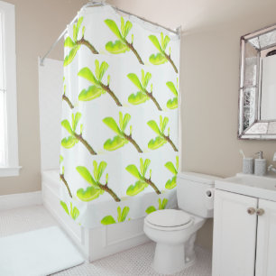 Stylish Green  Kudu Lily Leaves Shower Cusrtain